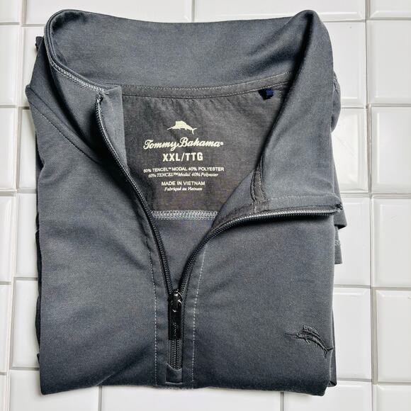 Tommy Bahama‎ Men's Kohala Peak Quarter-Zip Sweater, Gray, XXL 0302 - Picture 2 of 8